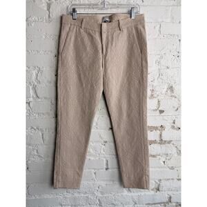 MNG Mango Jacquard Slim Dress Pants Beige Textured Office Trousers 8 NWOT Party